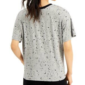 JR213 Self Esteem Juniors' Celestial Printed Knot-Front Ringer T-Shirt Size M